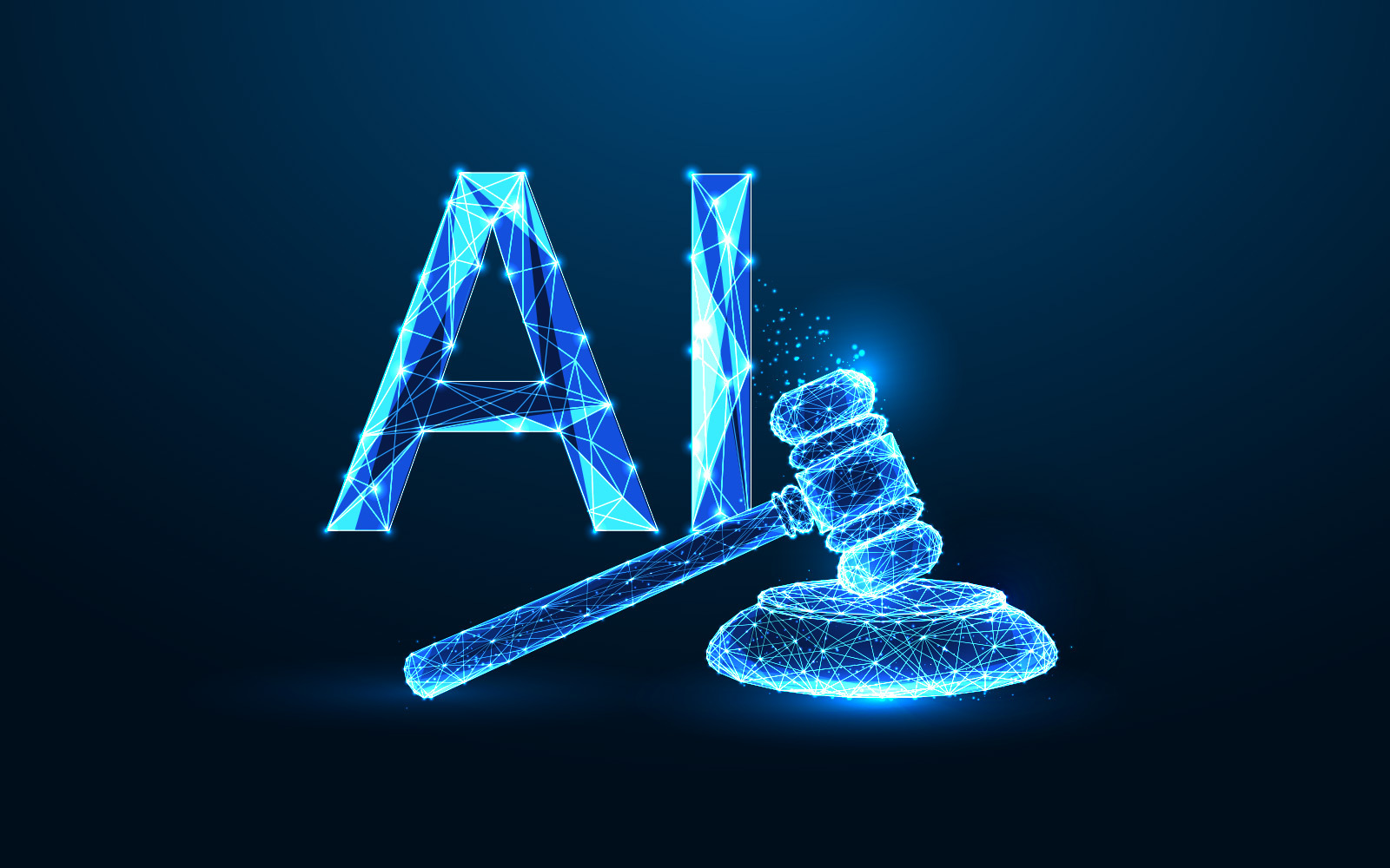 Buchstaben AI mit Richterhammer